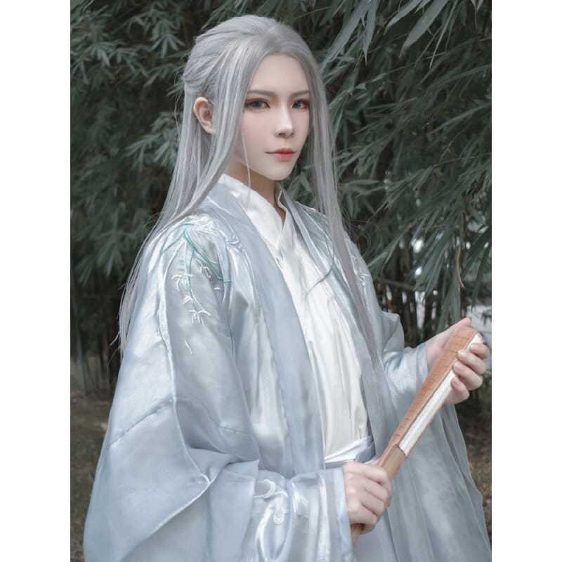 Men Accessories For Party - Męski strój Hanfu, długie proste włosy,