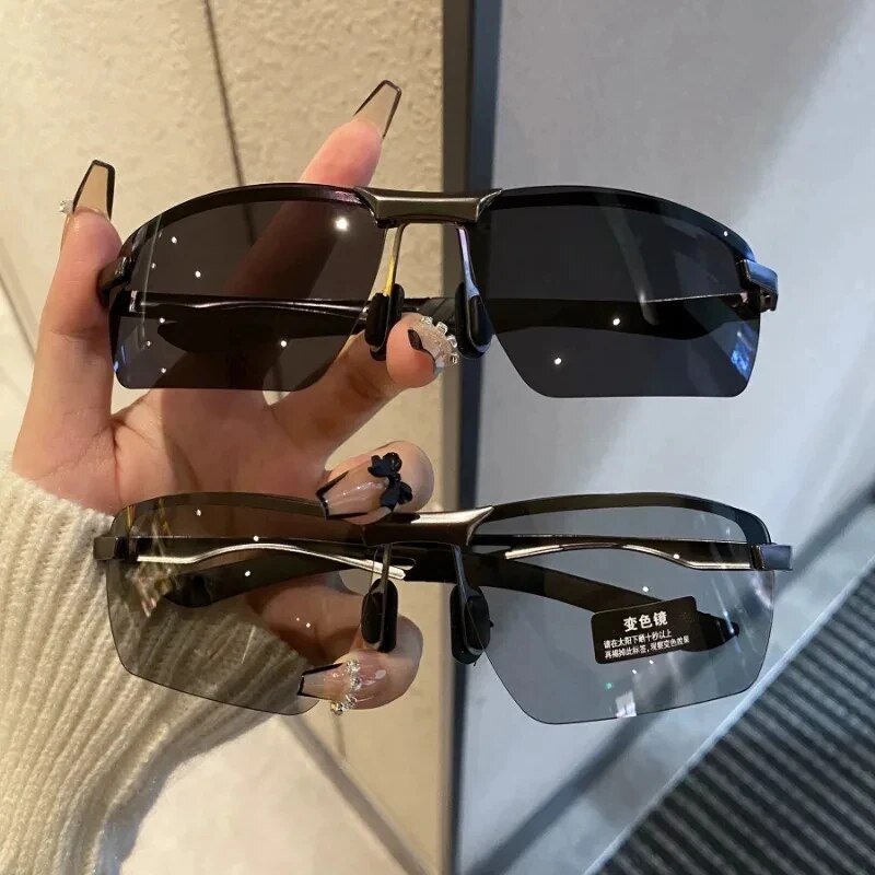 Sunglasses Polarized Men - Okulary przeciwsłoneczne fotochromowe z półramką męskie