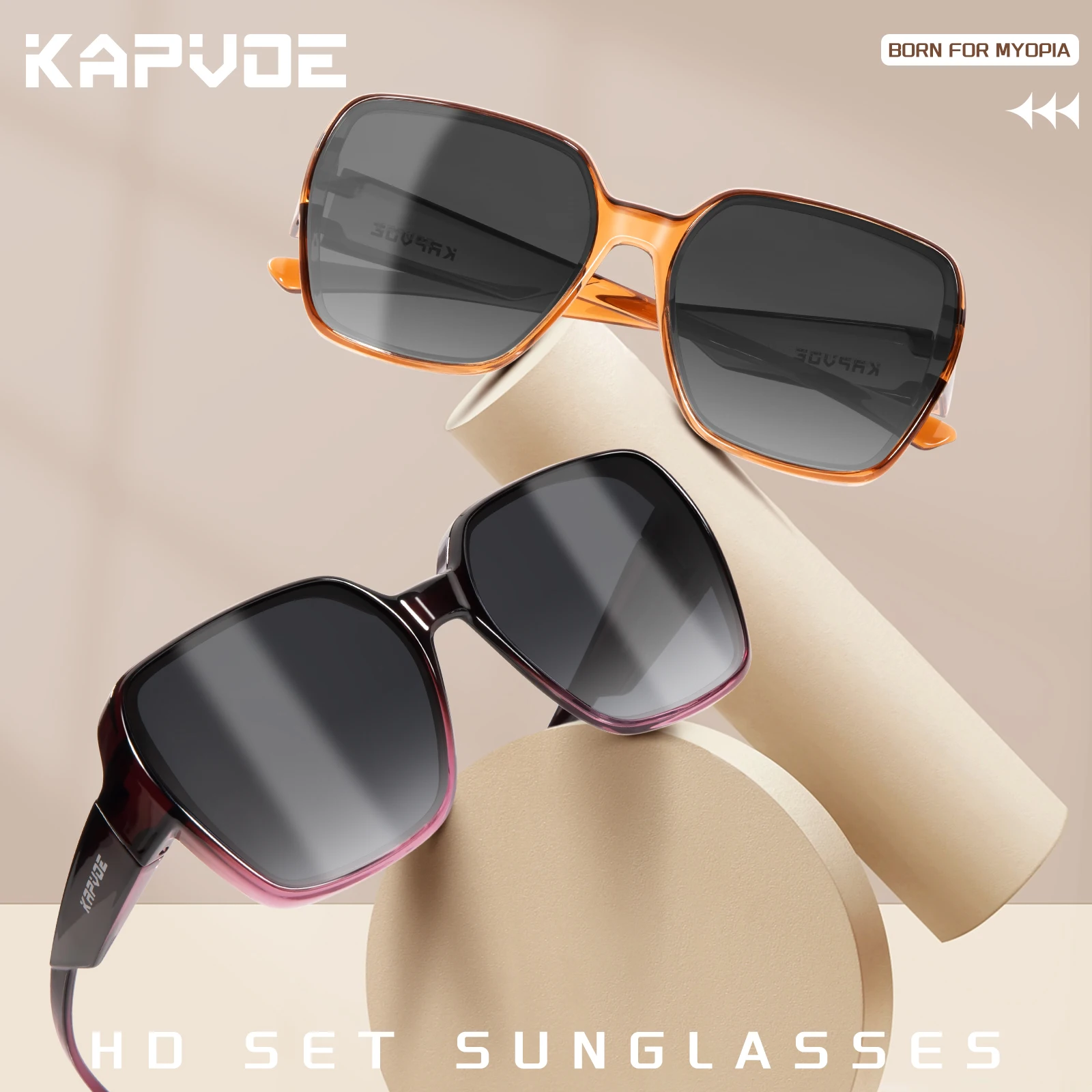 Sunglasses Polarized Men - Okulary przeciwsłoneczne Kapvoe Fitover, duże kwadratowe,