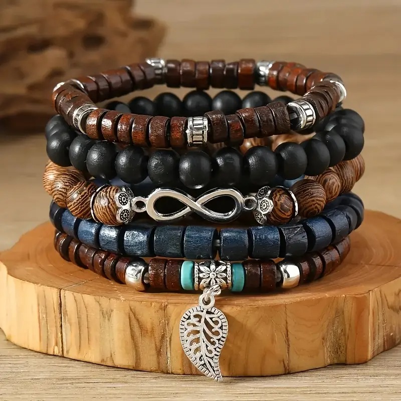 41 sztuk naturalne drewno elas – Bead Bracelet Men recenzja i cena