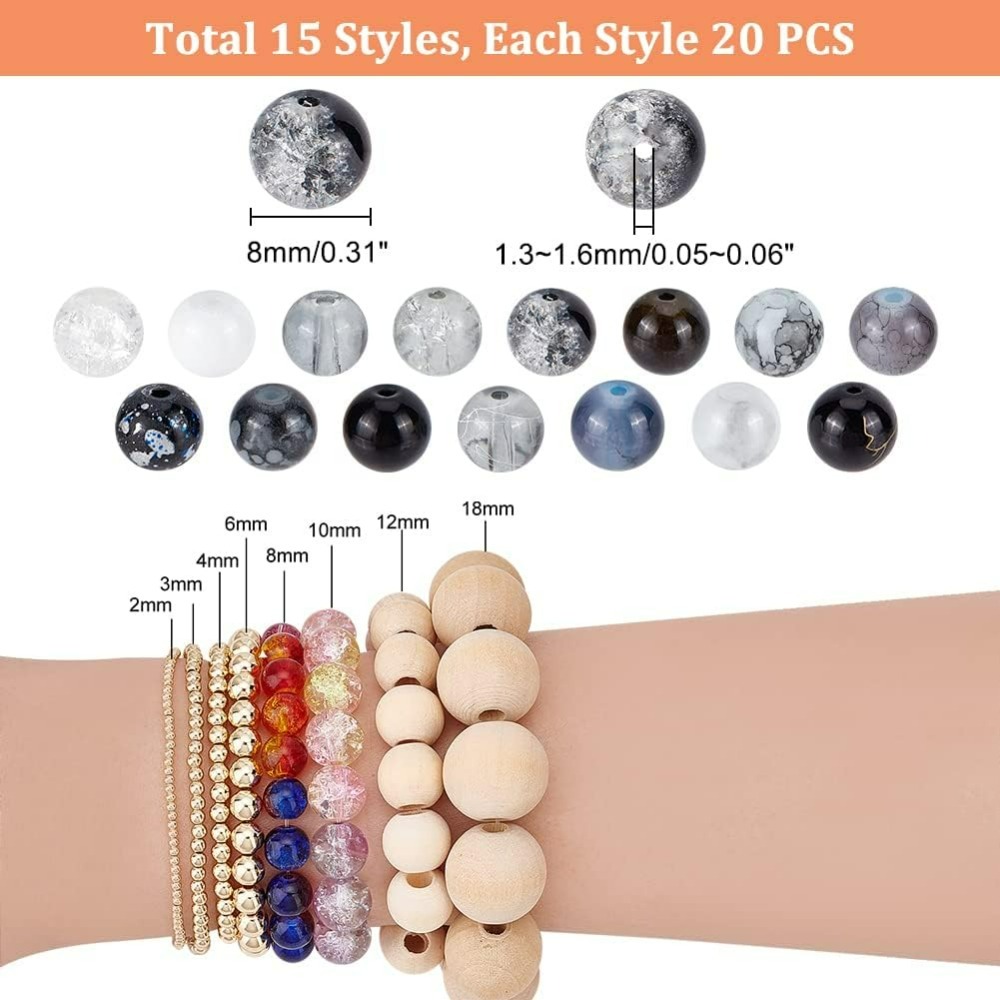 300szt 8mm Czarne szklane kora – Bead Bracelet Men recenzja i cena
